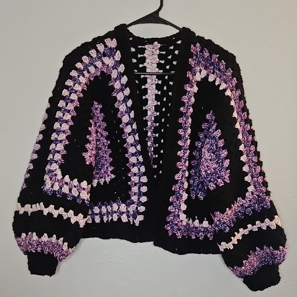 Handmade Crochet Hexagon Granny Square Cardigan - Picture 3 of 8